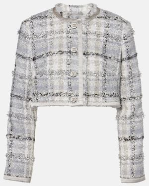 Dolce & Gabbana Checked Cropped Lame Tweed Jacket - Grey