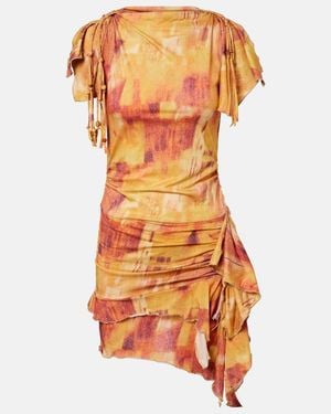 Isabel Marant Janick Printed Ruffled Cotton Minidress - Orange
