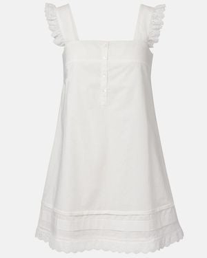 Poupette Livy Ruffled Cotton Minidress - White