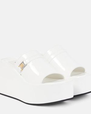 NODALETO Bulla Yelena Leather Platform Slides - White