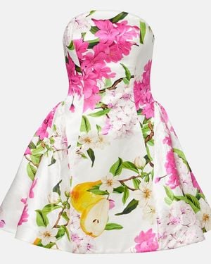 LEO LIN Reese Floral Linen And Silk Minidress - Pink