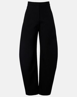 Alaïa Wool-Blend Barrel-Leg Trousers - Black