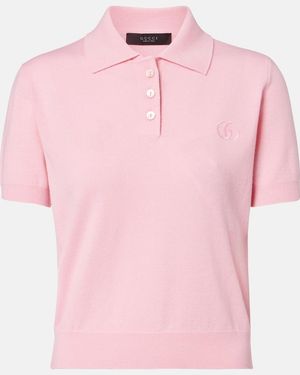 Gucci Double G Wool Polo Shirt - Pink