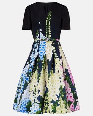 Oscar de la Renta Floral Midi Dress - Blue