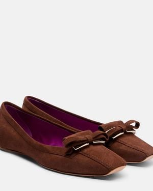 Roger Vivier Trompette Suede Ballet Flats - Red