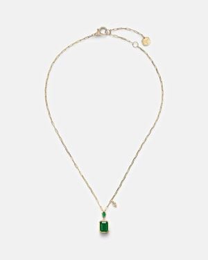 SHAY 18Kt Pendant Necklace With Emeralds And Diamond - Metallic