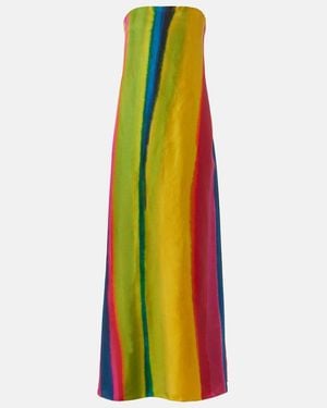 Christopher Esber Vestido Largo Aura En Saten De Seda A Rayas - Multicolor