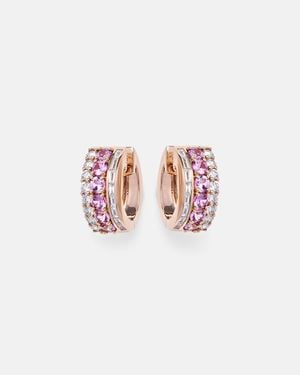 Anita Ko Lola 18Kt Rose Hoop Earrings With Diamonds And Sapphires - Pink