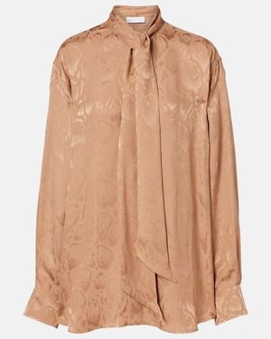 Stella McCartney Leopard-Print Silk-Blend Jacquard Blouse - Brown