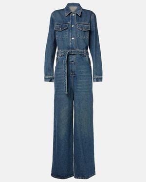 Prada Belted Denim Jumpsuit - Blue