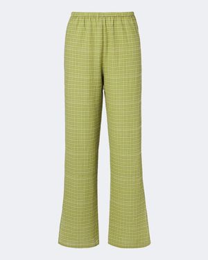 Asceno Loreto Checked Cotton Wide-Leg Pants - Green