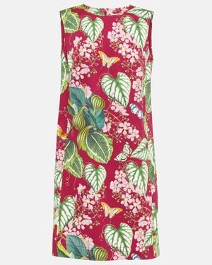 Oscar de la Renta Floral Cotton-Blend Minidress - Red