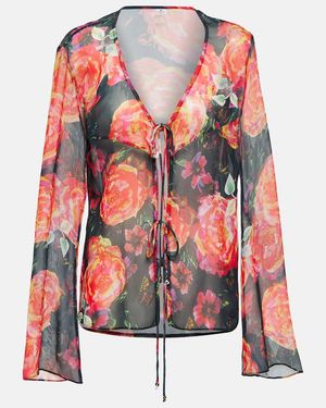 Bananhot Vanessa Floral Chiffon Beach Cover-Up - Red