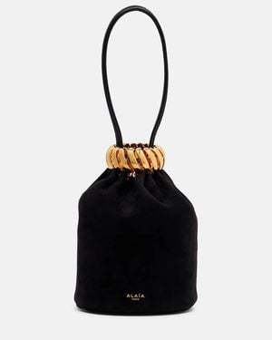 Alaïa Henkeltasche Motion Mini Aus Veloursleder - Schwarz