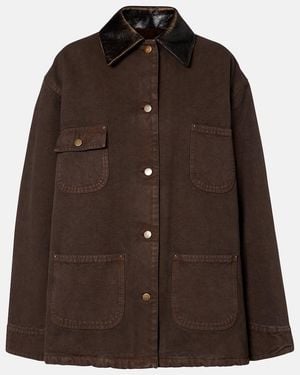 Prada Leather-Trimmed Cotton Canvas Field Jacket - Brown