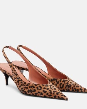 AMINA MUADDI Anok 55 Leopard-Print Suede Slingback Court Shoes - Brown