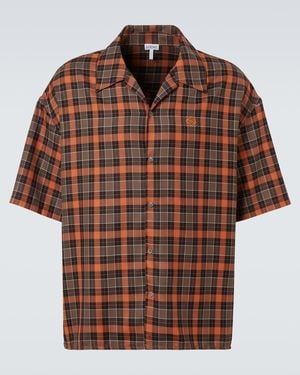 Loewe Anagram Plaid Bowling Shirt - Brown