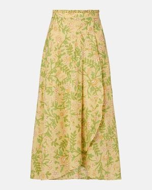 Poupette Falda Midi Eva De Algodon Floral - Amarillo