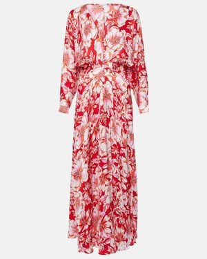 Poupette Ilona Gathered Floral Midi Dress