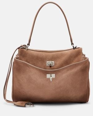 Balenciaga Bolso Rodeo Medium De Ante - Marrón