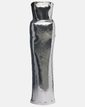 David Koma Padded Sequined Bustier Gown - Grey
