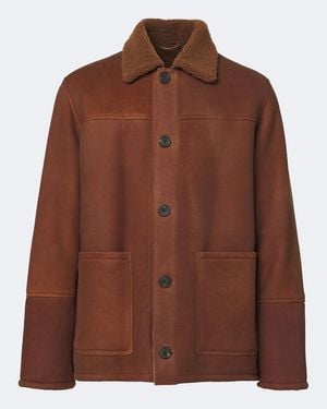 Arma Rickson Shearling-Trimmed Leather Jacket - Brown