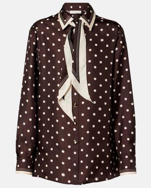 Zimmermann Polka-Dot Silk Shirt - Brown