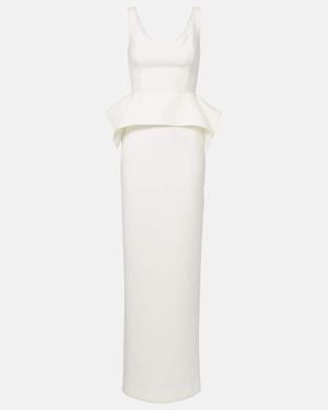 Roland Mouret Peplum Crepe Gown - White