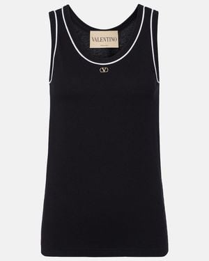 Valentino Vlogo Cotton Jersey Tank Top - Black