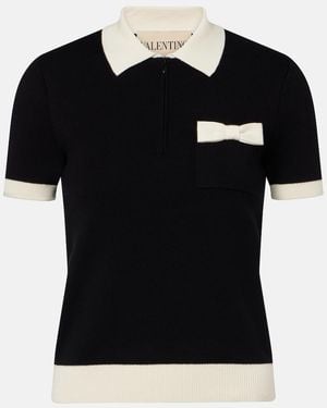 Valentino Bow-Detail Cotton Polo Shirt - Black