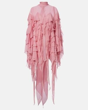 Blumarine Tiered Chiffon Minidress - Pink
