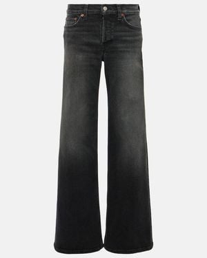 RE/DONE Jeans A Gamba Larga E Vita Media - Nero