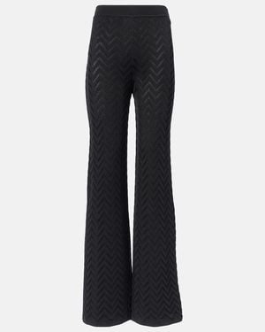 Missoni High-Rise Cotton-Blend Wide-Leg Trousers - Blue