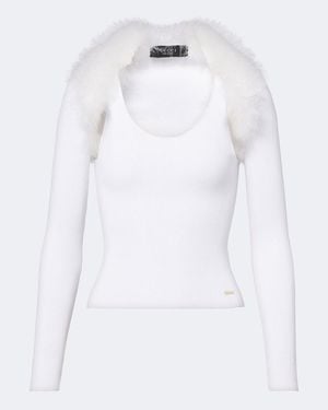 Gucci Ribbed-Knit Shrug And Tank Top Set - White
