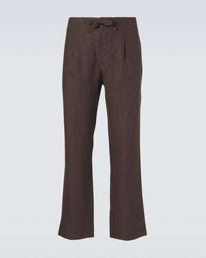 STÒFFA Linen Straight Trousers - Brown