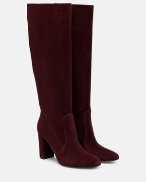 Gianvito Rossi Glen 85 Suede Knee-High Boots - Red