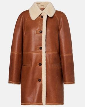 Isabel Marant Berthie Shearling-Trimmed Leather Coat - Brown