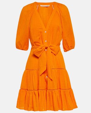 Veronica Beard Dewey Cotton Minidress - Orange