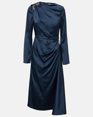 Erdem Crystal-Embellished Satin Cady Cocktail Dress - Blue