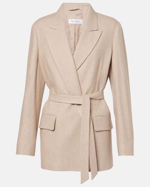 Max Mara Randers Wool, Silk, And Cashmere Blazer - Natural