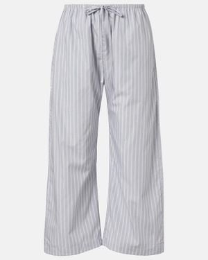 Leset Yoshi Striped Cotton-Blend Wide-Leg Trousers - Grey