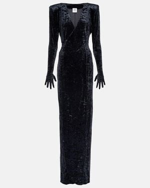 Vetements Diva Gloves Velvet Maxi Dress - Blue