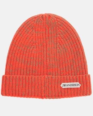 JW Anderson Ribbed-Knit Wool And Cotton Beanie - Red