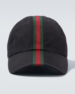 Gucci Web Stripe Canvas Baseball Cap - Black
