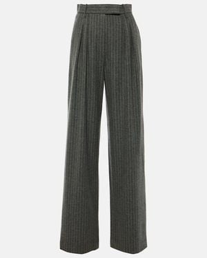 Alex Perry Pinstriped High-Rise Tapered Trousers - Grey
