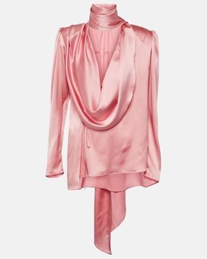 Magda Butrym Draped Silk-Blend Blouse - Pink