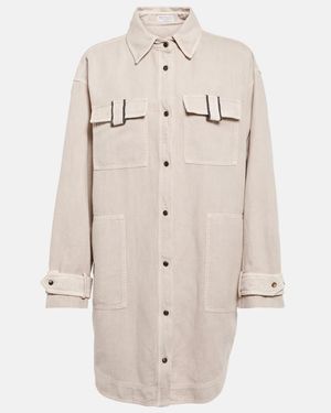 Brunello Cucinelli Cotton And Linen Overshirt - Natural