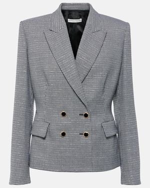 Alessandra Rich Houndstooth Wool-Blend Jacket - Gray