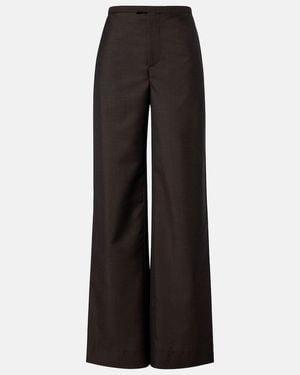 Gucci Pinstripe Wool And Mohair Wide-Leg Trousers - Black