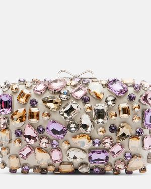 Self-Portrait Crystal-Embellished Box Clutch - Pink